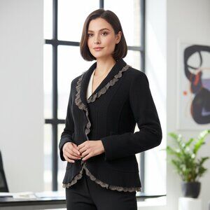 Purple Clover wool blazer with lace trim